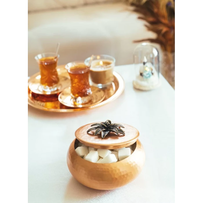 BAKIR ŞEKERLİK CEKİÇ DÖVME JAPON ÇİÇEK DETAYLI MAT BAKIR RENK