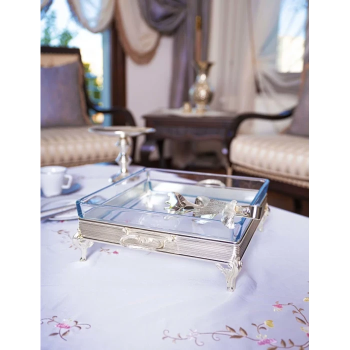 GÜMÜŞ KAPLAMA KARE CAMLI SERVİSLİK NO:2