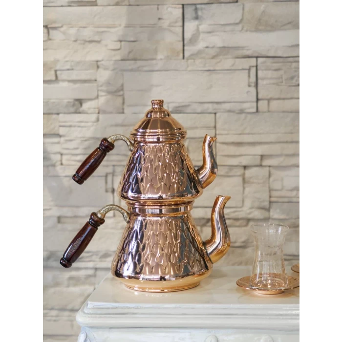 BAKIR ÇAYDANLIK BAKLAVA DİLİMLİ MODEL BAKIR RENK