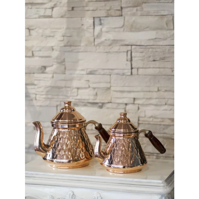 BAKIR ÇAYDANLIK BAKLAVA DİLİMLİ MODEL BAKIR RENK