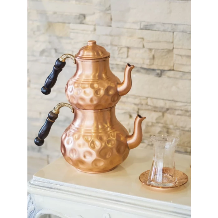 BAKIR ÇAYDANLIK GAMZELİ MODEL MAT BAKIR RENK