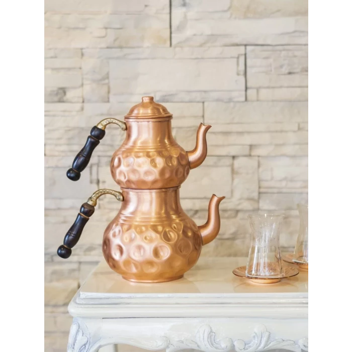 BAKIR ÇAYDANLIK GAMZELİ MODEL MAT BAKIR RENK