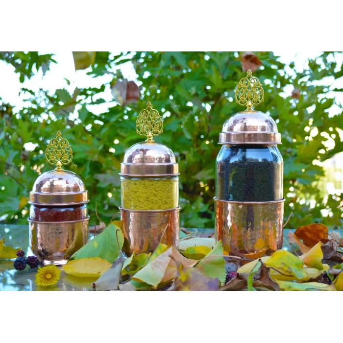 BAKIR BAHARAT TAKIMI CAM KAVANOZLU BAKIR RENK (3LÜ)