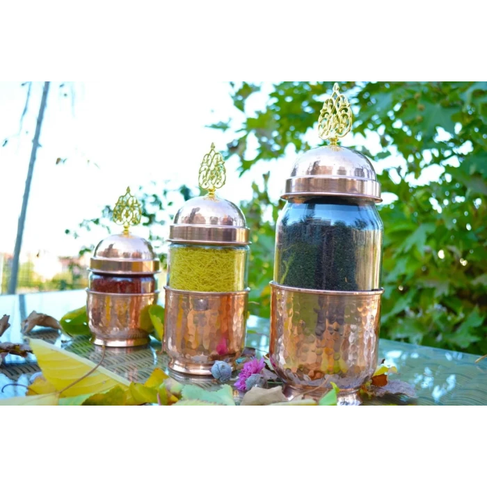 BAKIR BAHARAT TAKIMI CAM KAVANOZLU BAKIR RENK (3LÜ)