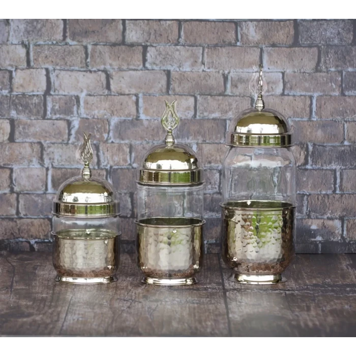 BAKIR BAHARAT TAKIMI CAM KAVANOZLU GÜMÜŞ RENK (3LÜ)