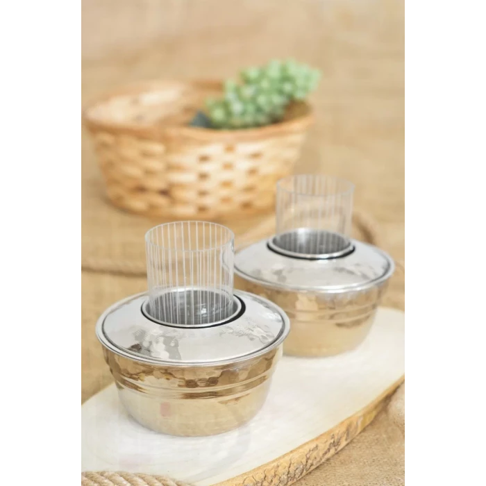 Bakır Ehlikeyf Kapaklı 2li Gümüş Renk