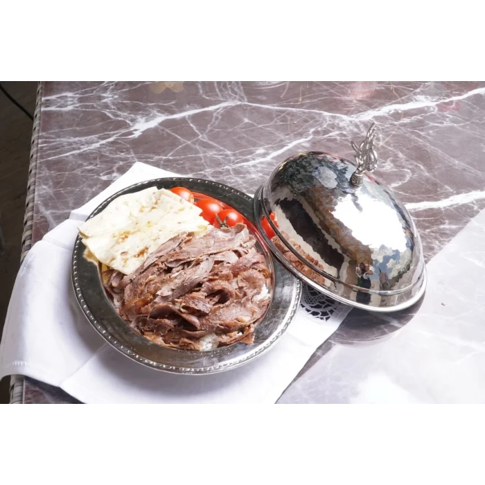 BAKIR SUNUMLUK KAPAKLI OVAL GÜMÜŞ RENK 30cm