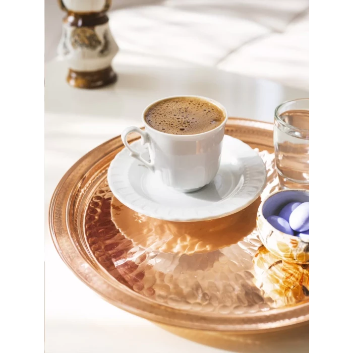 BAKIR TEPSİ MİNİ YUVARLAK TEK KİŞİLİK GÜMÜŞ RENK