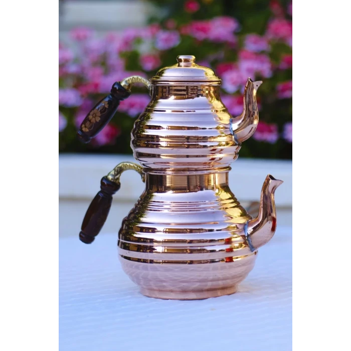 BAKIR ÇAYDANLIK DİLİMLİ MODEL BAKIR RENK