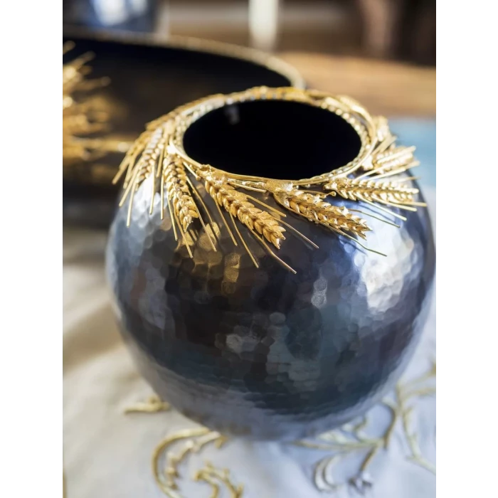 BAKIR VAZO CHRİSTOPER MODEL BAŞAK DETAYLI SİYAH