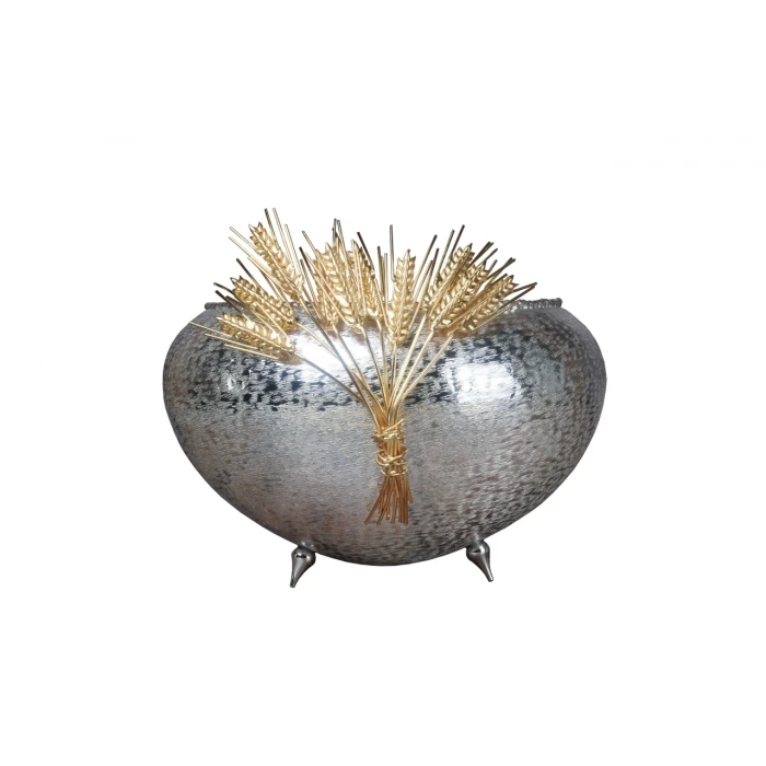 GÜMÜŞ KAPLAMA ÇANAK BAŞAK DETAYLI ERİTMELİ MODEL