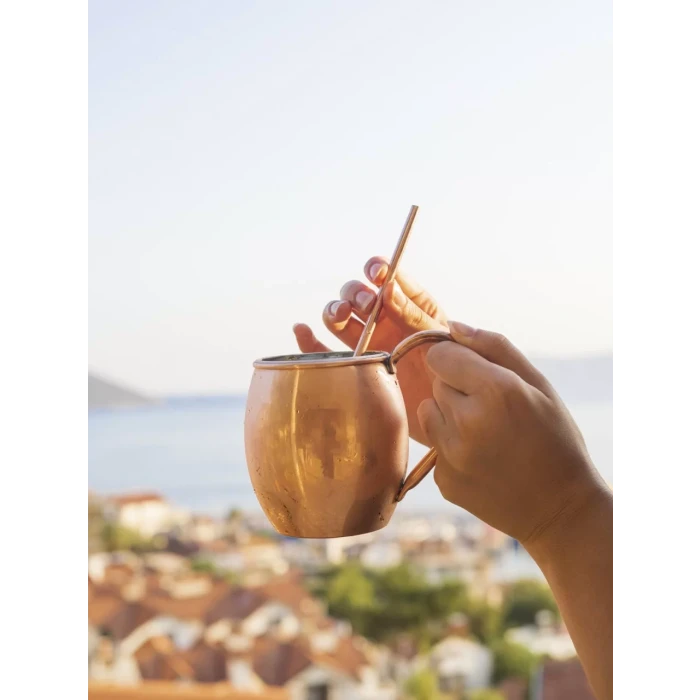 BAKIR KUPA BARDAK TOMBUL MODEL (2li) BAKIR RENK