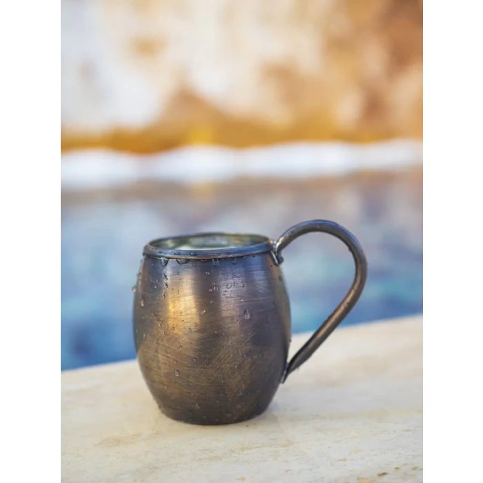 BAKIR KUPA BARDAK TOMBUL MODEL (2li) OKSİTLİ RENK