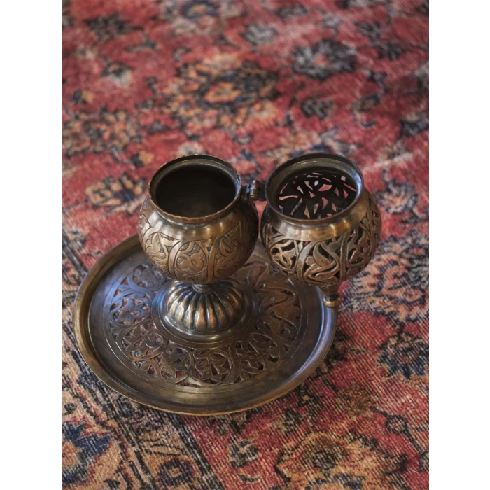 BAKIR BUHURDANLIK AJUR KESİM ÖZEL EL İŞÇİLİĞİ OKSİTLİ RENK