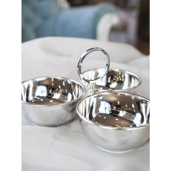 GÜMÜŞ KAPLAMA ÇEREZLİK 3 HAZNELİ HALKA DETAYLI