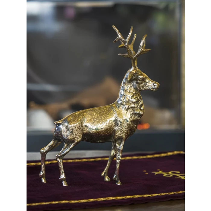 Pirinç Döküm Geyik Heykeli