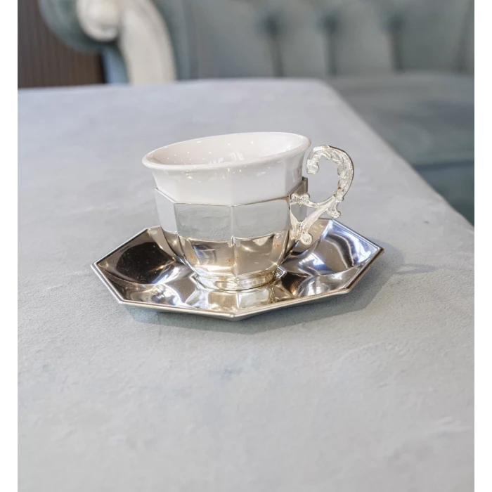 GÜMÜŞ KAPLAMA FİNCAN SETİ KÖŞELİ MODEL