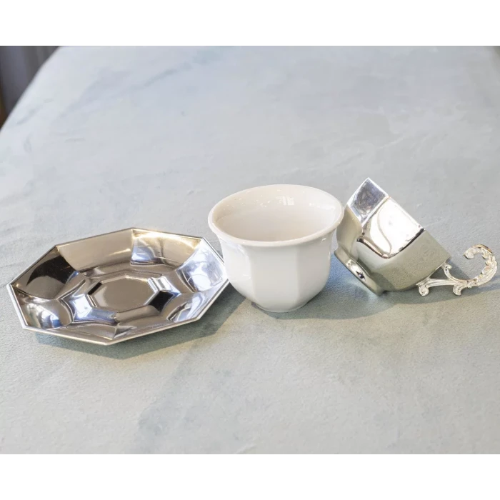 GÜMÜŞ KAPLAMA FİNCAN SETİ KÖŞELİ MODEL