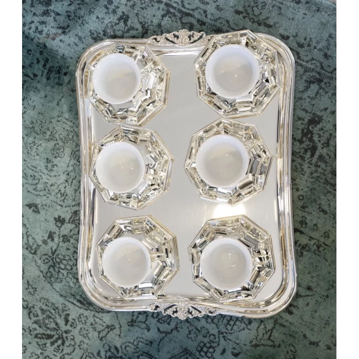 GÜMÜŞ KAPLAMA FİNCAN SETİ KÖŞELİ MODEL