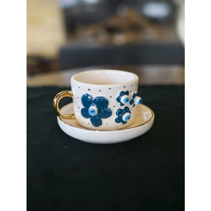 Seramik Fincan Nazar Boncuk Figürlü Model