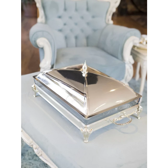 GÜMÜŞ KAPLAMA KAPAKLI SUNUMLUK DİKDÖRTGEN MODEL no:1