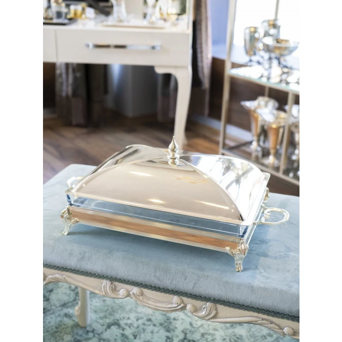 GÜMÜŞ KAPLAMA KAPAKLI SUNUMLUK DİKDÖRTGEN MODEL no:1