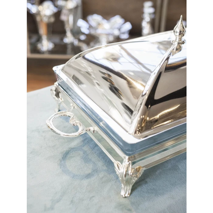 GÜMÜŞ KAPLAMA KAPAKLI SUNUMLUK DİKDÖRTGEN MODEL no:1