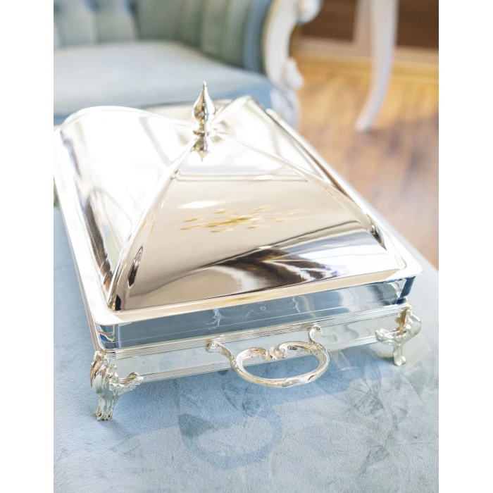 GÜMÜŞ KAPLAMA KAPAKLI SUNUMLUK DİKDÖRTGEN MODEL no:1