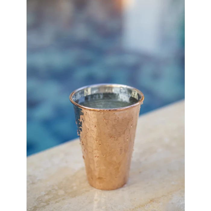 BAKIR BARDAK ÇEKİÇ DÖVMELİ DÜZ MODEL BAKIR RENK (2Lİ)