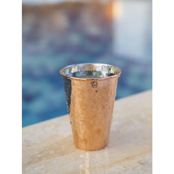 BAKIR BARDAK ÇEKİÇ DÖVMELİ DÜZ MODEL BAKIR RENK