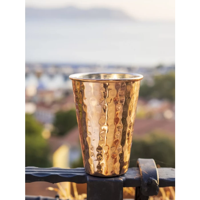 BAKIR BARDAK ÇEKİÇ DÖVMELİ DÜZ MODEL BAKIR RENK