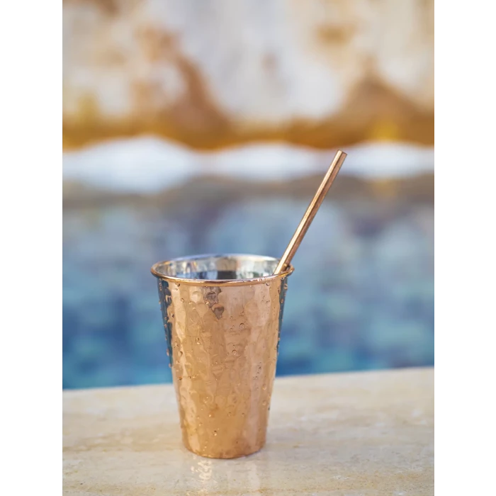 BAKIR BARDAK ÇEKİÇ DÖVMELİ DÜZ MODEL BAKIR RENK