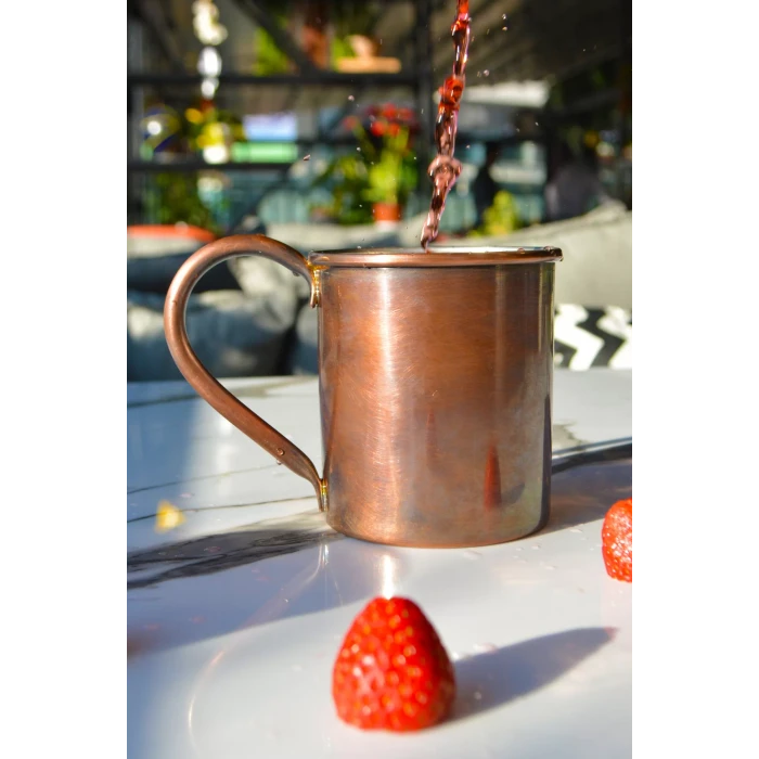 Bakır Kupa Bardak Düz Model Oksit Renk 500 ml