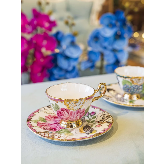 EL BOYAMASI FİNCAN TAKIMI KUŞ DESENLİ