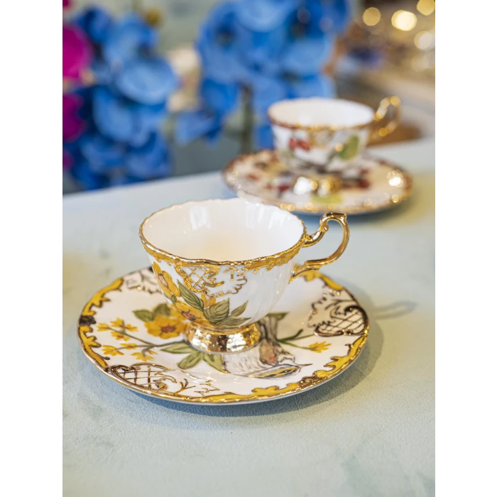 EL BOYAMASI FİNCAN TAKIMI KUŞ DESENLİ