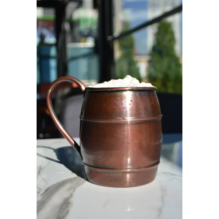 Bakır Bardak Fıçı Model Oksit Renk 2li