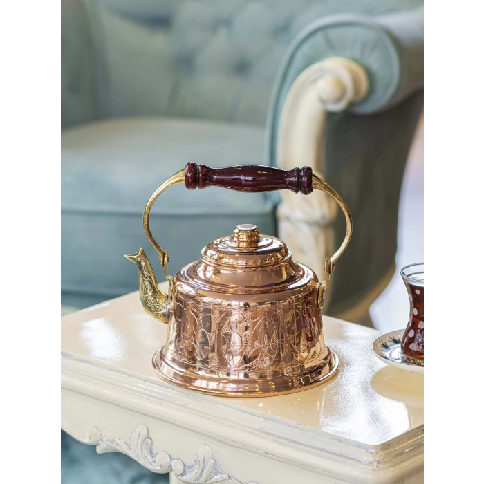 BAKIR DEMLİK MARAŞ NAKIŞ İŞLEMELİ BAKIR RENK