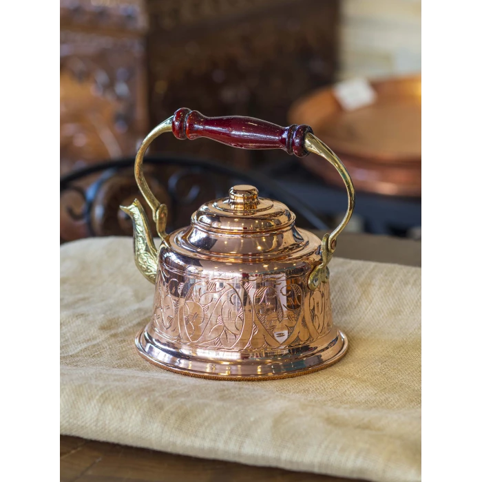 BAKIR DEMLİK MARAŞ NAKIŞ İŞLEMELİ BAKIR RENK