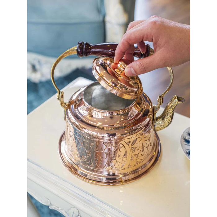 BAKIR DEMLİK MARAŞ NAKIŞ İŞLEMELİ BAKIR RENK