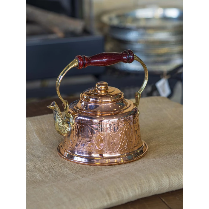 BAKIR DEMLİK MARAŞ NAKIŞ İŞLEMELİ BAKIR RENK