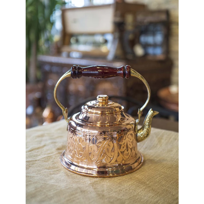 BAKIR DEMLİK MARAŞ NAKIŞ İŞLEMELİ BAKIR RENK