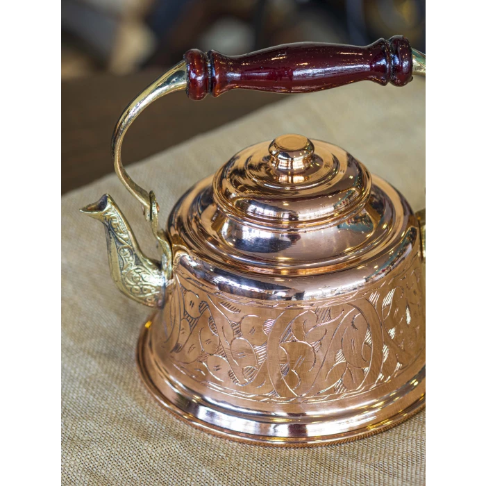 BAKIR DEMLİK MARAŞ NAKIŞ İŞLEMELİ BAKIR RENK