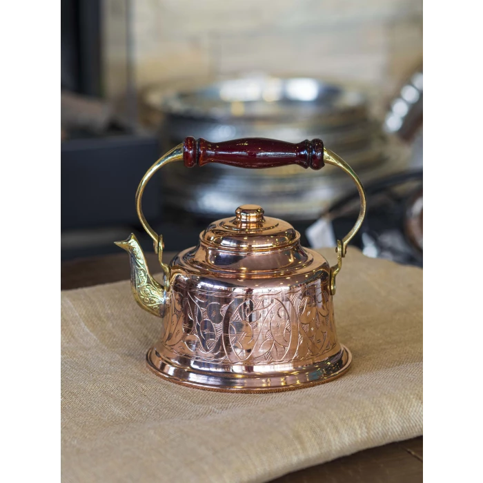 BAKIR DEMLİK MARAŞ NAKIŞ İŞLEMELİ BAKIR RENK