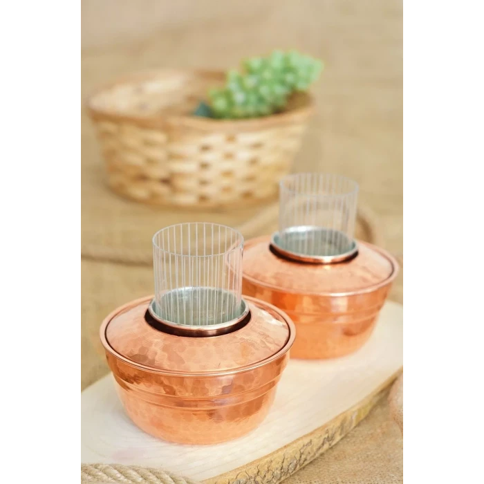 BAKIR EHLİKEYF KAPAKLI 2Lİ PARLAK BAKIR RENK