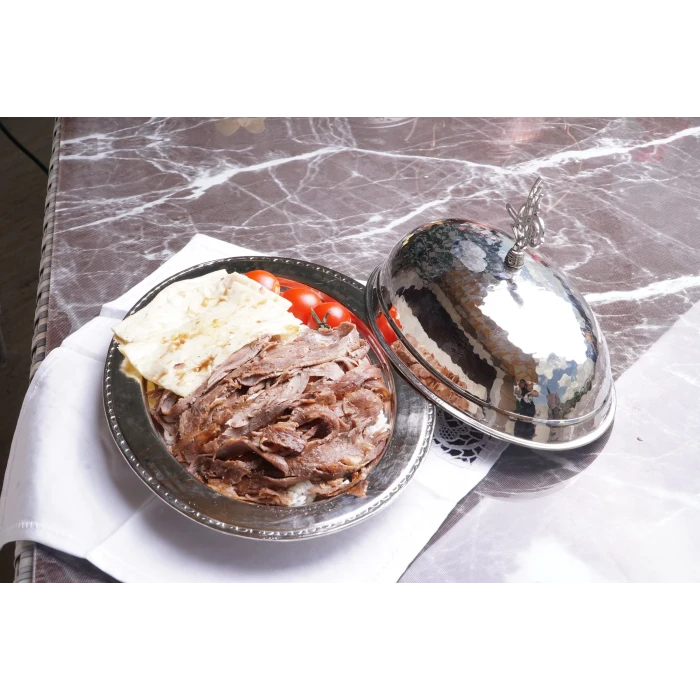 BAKIR SUNUMLUK KAPAKLI OVAL GÜMÜŞ RENK 40CM