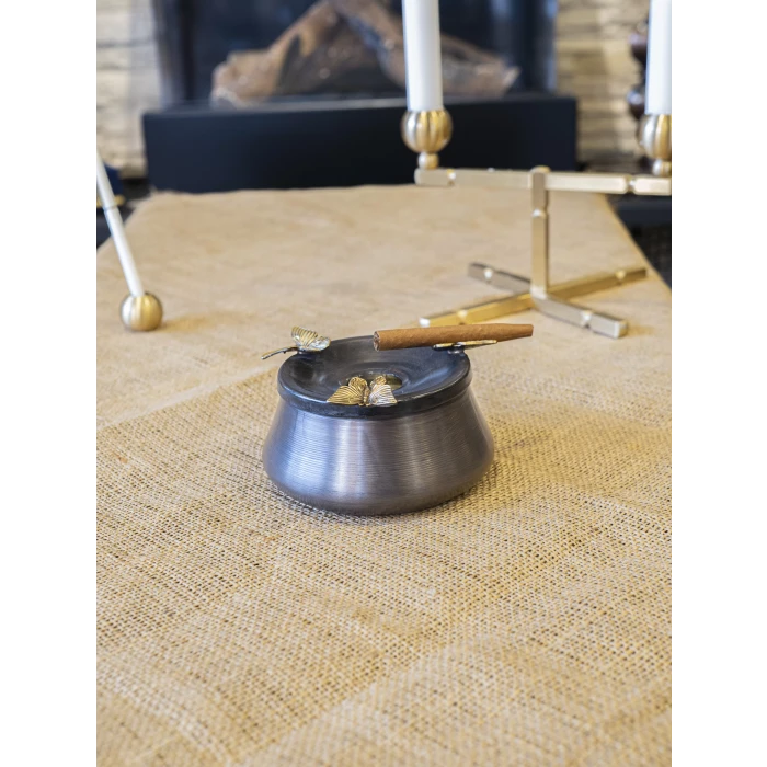 BAKIR KÜL TABLASI KELEBEK DETAYLI OKSİT RENK