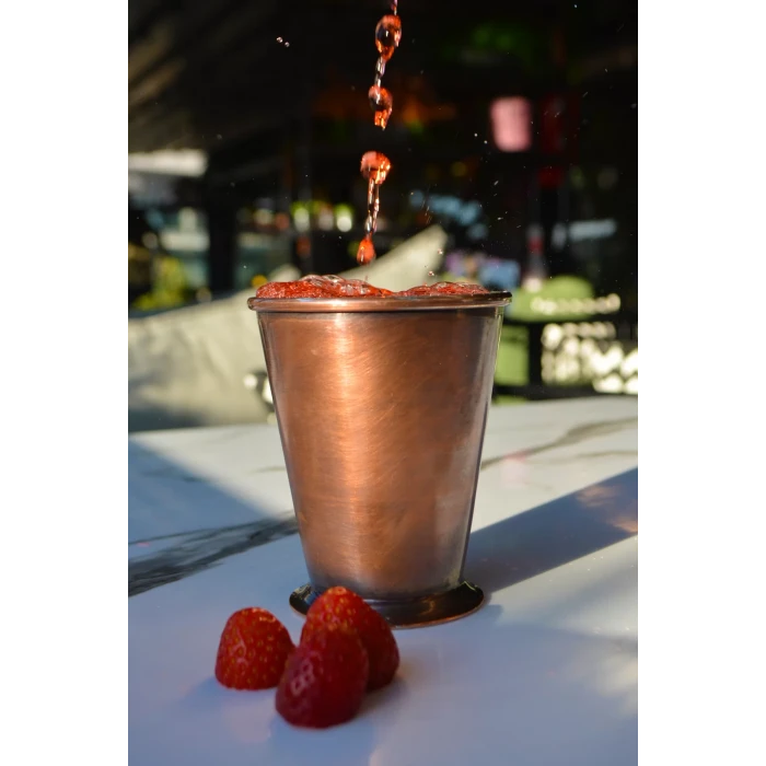 Bakır Bardak Kısa Şerbet Model Oksit Renk 2li