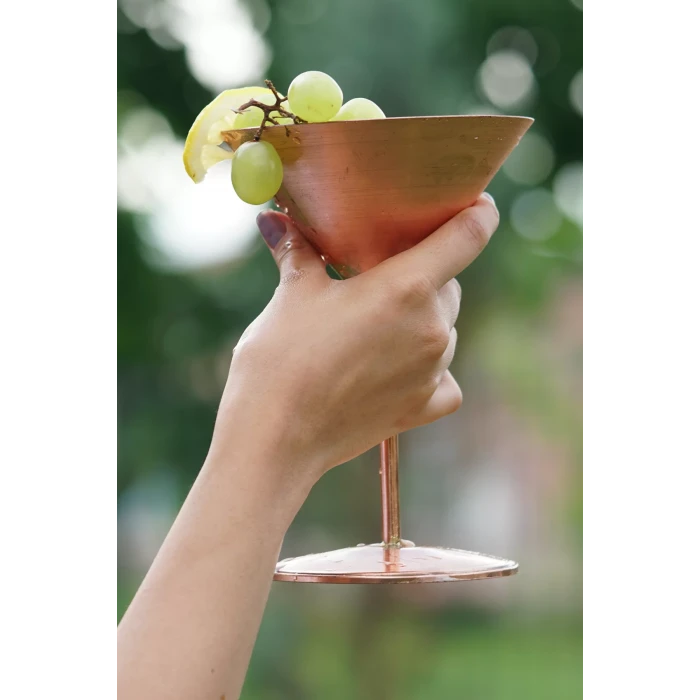 Bakır Kadeh Martini Model Düz Mat Bakır Renk