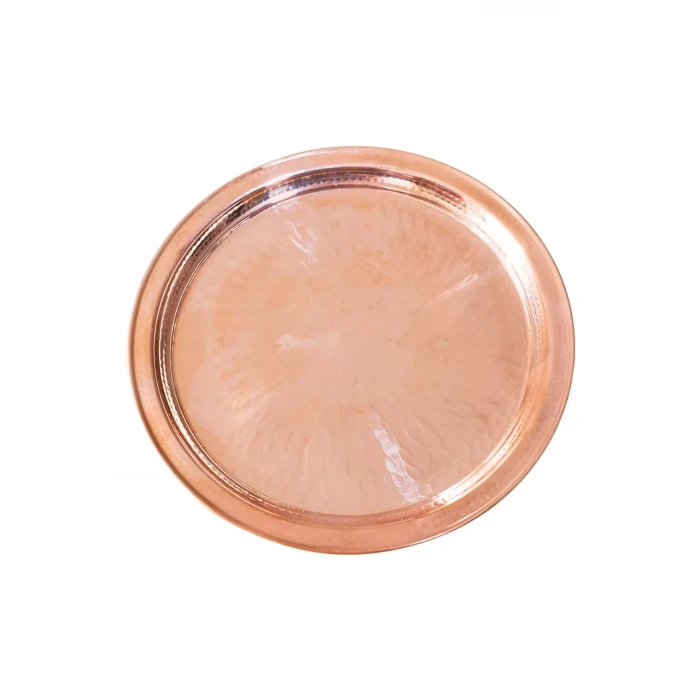 BAKIR TEPSİ MİNİ YUVARLAK TEK KİŞİLİK PARLAK BAKIR RENK