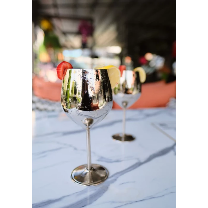 Bakır Kadeh Modern Model Gümüş Renk 2li